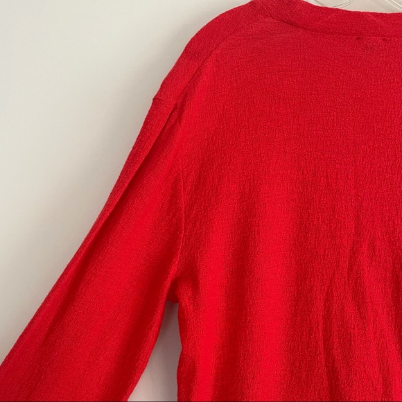 J. CREW Faux Wrap Textured Crepe Blouse Top Red Medium M - Picture 12 of 15